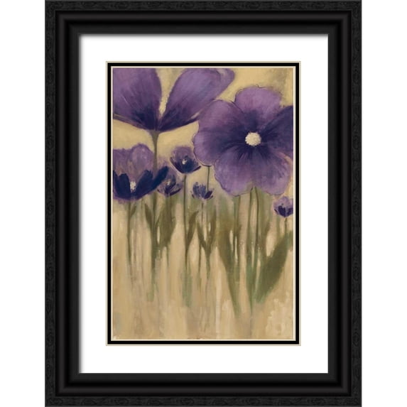 MARIA 13x18 Black Ornate Wood Framed with Double Matting Museum Art Print Titled - Summer Bloom I