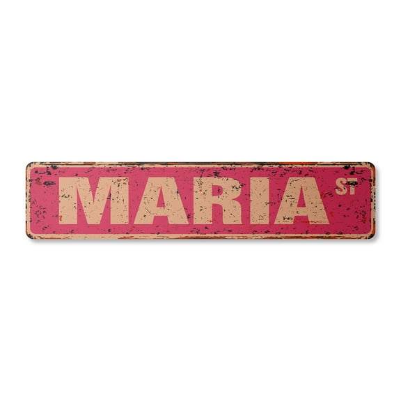 MARIA Vintage Plastic Street Sign Childrens Name Room Sign | Indoor/Outdoor |  18" Wide