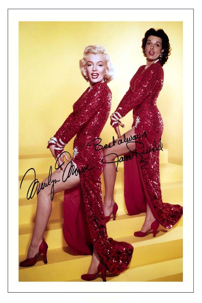 MARILYN MONROE & JANE RUSSELL SIGNED Photo PRINT GENTLEMEN PREFER