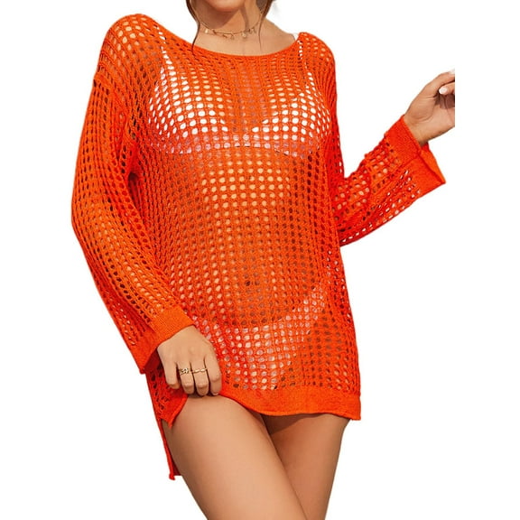 MARINA THREADS Womens Beach Cover-ups Long Sleeve Swimming Cover Ups