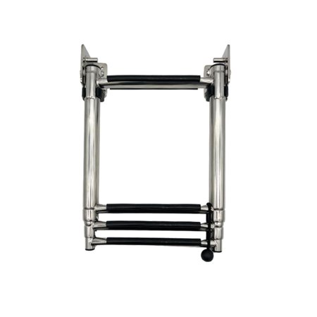 MARINE CITY 3-Step Telescoping Boat Ladder with Self-Locking Clips 316 Stainless Steel, Compact & Foldable, Non-Slip Steps, Universal Transom Mount Ideal for Boats, Pontoons & Divers