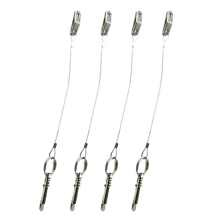 Marine City 1/4 x 1 Inch Quick Release Pin with Drop Cam and Spring 316 Stainless Steel, Corrosion-Resistant Boat Top Support Pole Hardware with Lanyard, Pack of 4