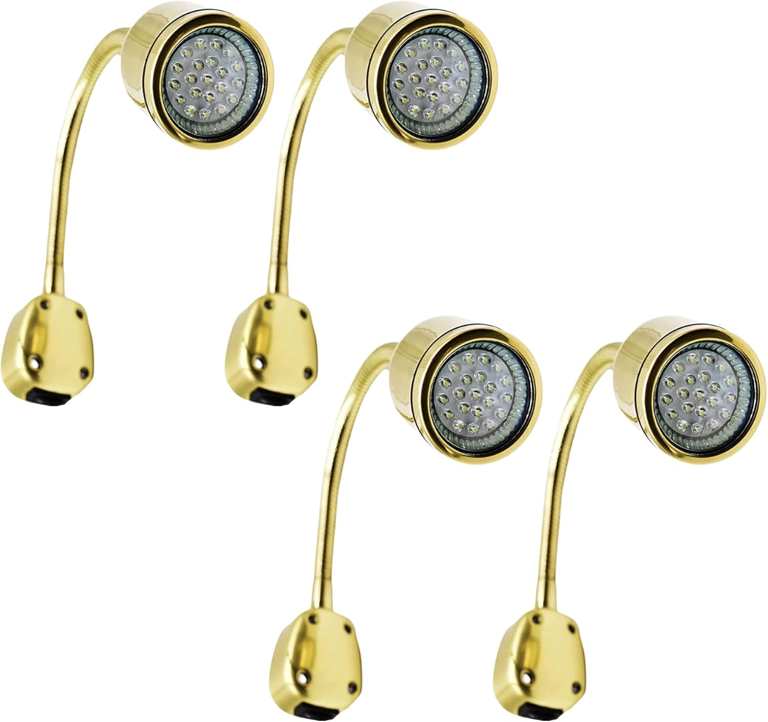 MARINE CITY Brass Flexible Gooseneck LED Cabin Reading Light with Shade ...