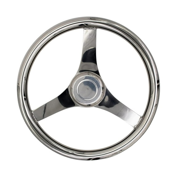 Marine City 316 Grade Stainless Steel Smooth Finish Sports Steering Wheel 3 Spoke 13-1/2 inches for Marines Boats Yachts Ships