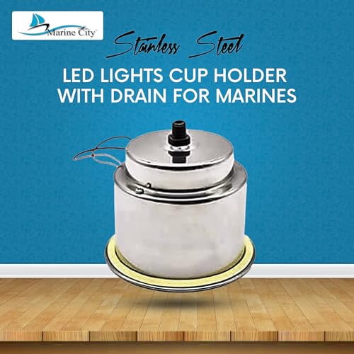 Marine City Stainless Steel Cup Holder With Red LED Light & Drain - 12V, 4 Pack For Boats & RVs - View #6