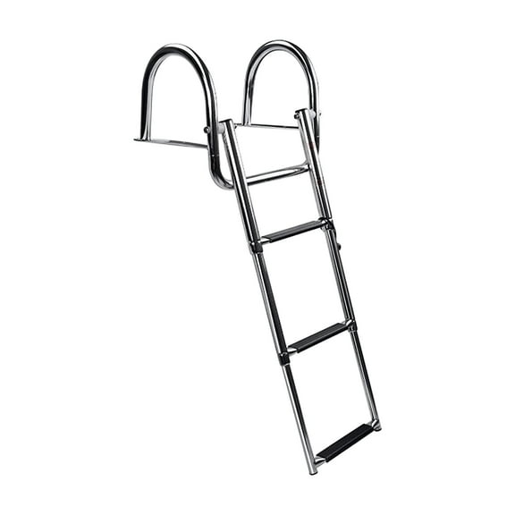 Marine City 3-Step Folding Telescoping Boat Ladder, 304 Grade Stainless Steel, Durable and Sturdy Swim Platform with Comfortable Handrails for Boats, Marines, Ships, Yachts