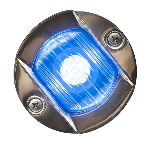 MARINE CITY 3-Inch Flush Mount Blue LED Caution Light, 12V 18W  304 Stainless Steel, Waterproof, Durable, Easy to Install for Yachts, Boats, Ships, RVs Pack of 1