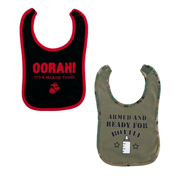 MARINE INFANT 2 PK BIBS RED/BLK