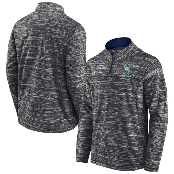 Men's Fanatics Charcoal Seattle Mariners Getting Faster Space-Dye Quarter-Zip Top