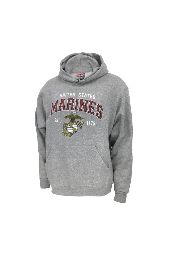 MARINES XL Military Hooded Sweatshirt Sp Grey Adult Men's Women's Long Sleeve Hooded Sweatshirt