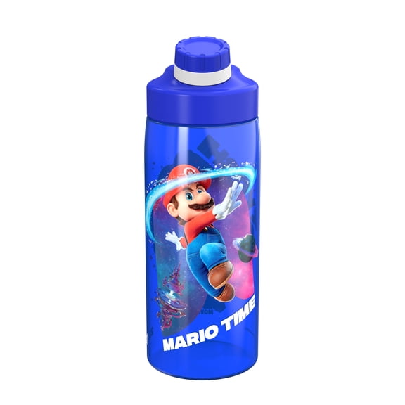 Zak Designs 25oz Mario Sloan Water Bottle for Kids, Durable Plastic with Chug Lid and Folding Handle