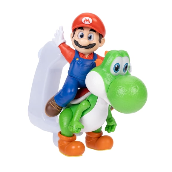 Super Mario Galaxy Mario Riding Yoshi 8 inch Tall Feature Action Figure