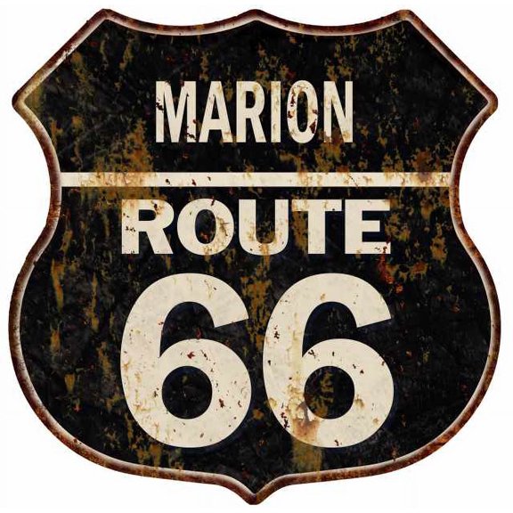 MARION Route 66 Sign Shield Metal Gift Man Cave Gift 211110004324