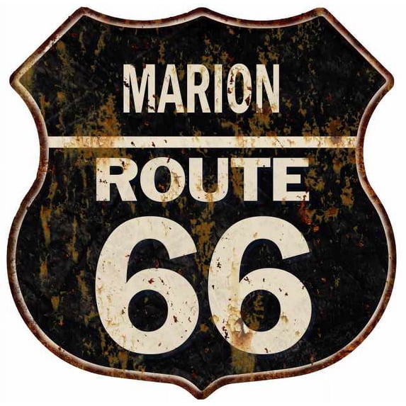 MARION Route 66 Sign Shield Metal Gift Man Cave Gift 211110004324