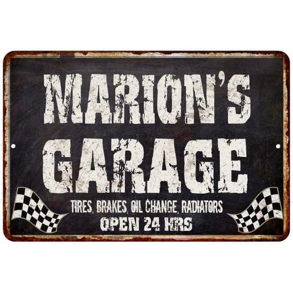 MARION'S Garage Black Grunge Sign 8x12 Decor Gift 208120005321