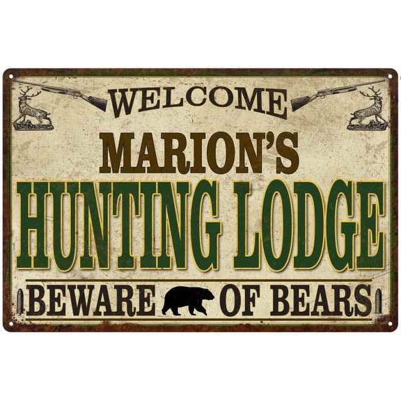 MARION'S Hunting Lodge Sign Man Cave 8x12 Metal Sign 208120085293
