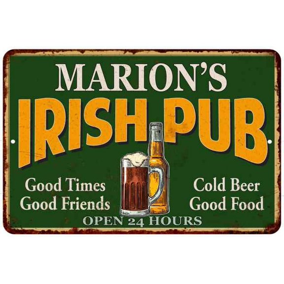 MARION'S Irish Pub Beer Metal Sign Bar Decor 8x12 208120013293