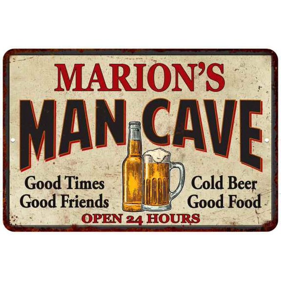 MARION'S Man Cave Sign 8 x 12 High Gloss Metal 208120011293