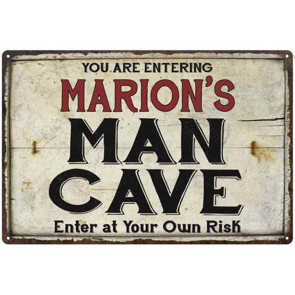 MARION'S Man Cave Sign Rustic 12 x 18 Matte Finish Metal 112180035293