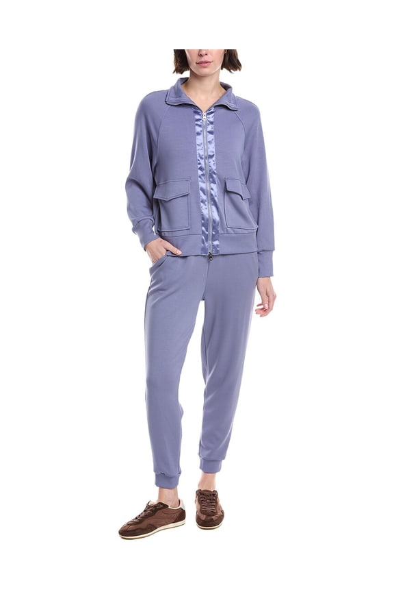 MARION womens 2pc Sateen Soft Sweater & Pant Set, m, Blue