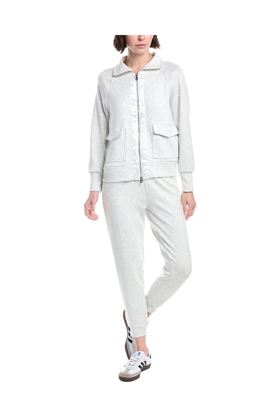 MARION womens 2pc Sateen Soft Sweater & Pant Set, s, White