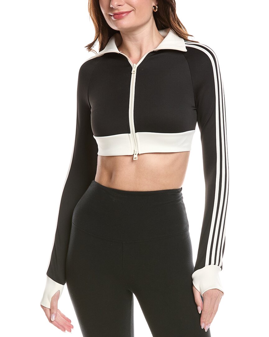 MARION womens 4 Stripes Two-Way Zipper Cropped Track Jacket, m, Black ...
