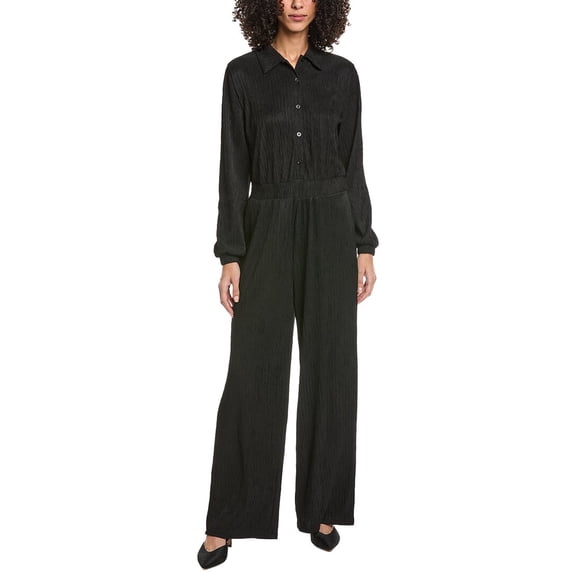 MARION womens  Crinkled Plisse Casual Jumpsuit, m, Black