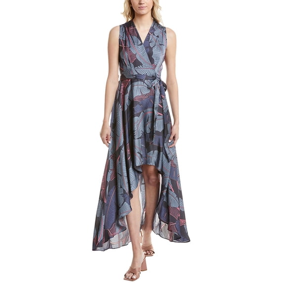 MARION womens High-Low Maxi Dress, Large, Blue