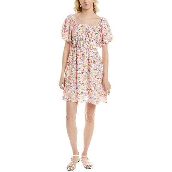 MARION womens  Puff Sleeve Mini Dress, Small, Pink