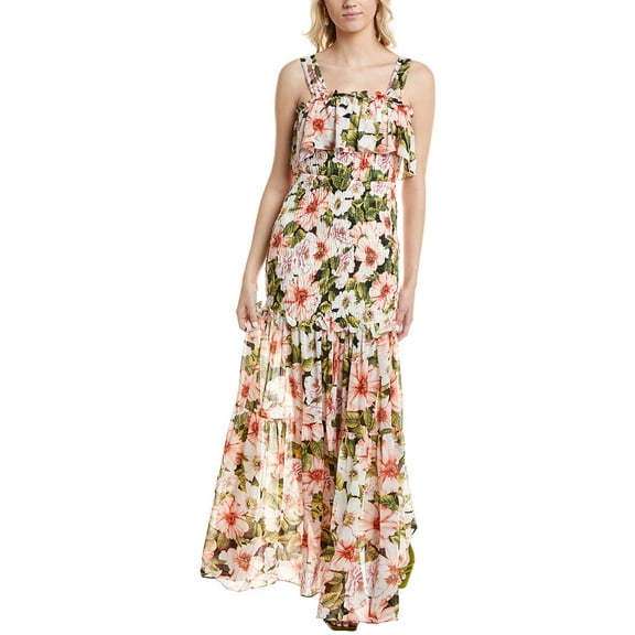 MARION womens  Smocked Maxi Dress, Small, White