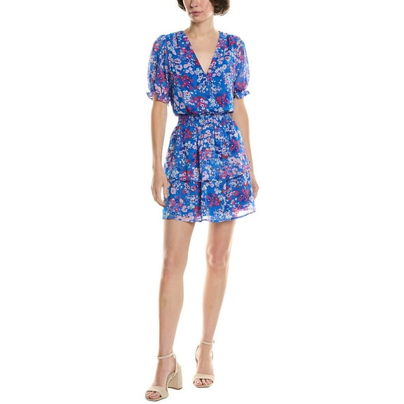 MARION womens  Surplice Mini Dress, l, Blue