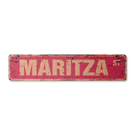MARITZA Vintage Plastic Street Sign Childrens Name Room Sign | Indoor/Outdoor |  18" Wide