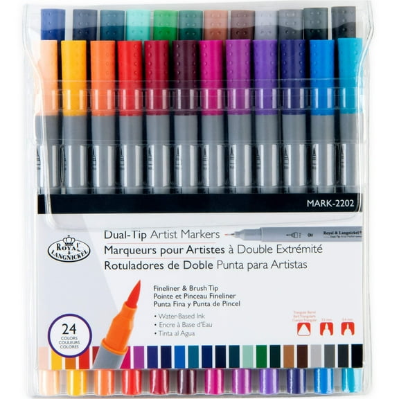 Royal & Langnickel 24pc Fineliner and Brush Dual-Tip Artist Markers