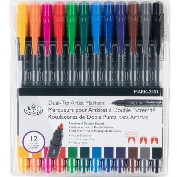 Royal & Langnickel 12pc Fineliner and Pointed Round Dual-Tip Artist Markers