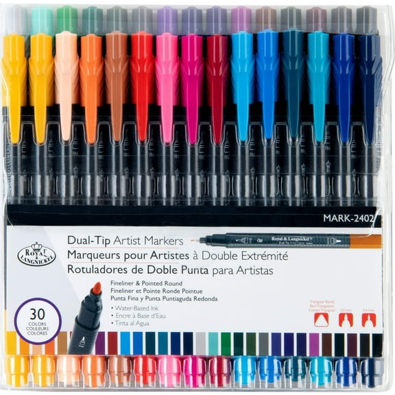 Royal & Langnickel 30pc Fineliner and Pointed Round Dual-Tip Artist Markers