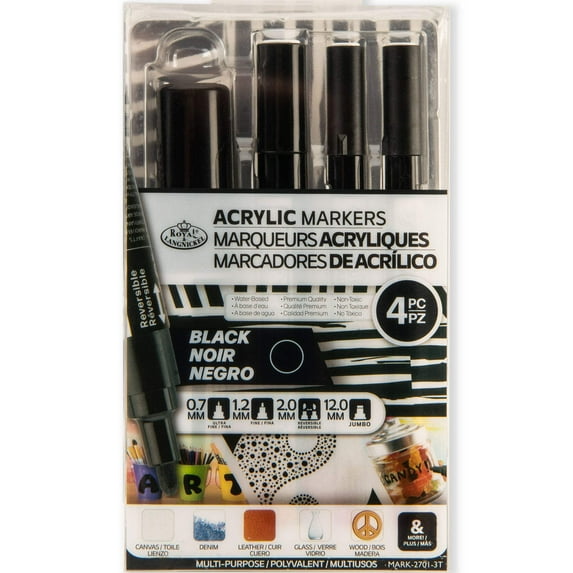 MARK-2701 | 4PC Black Acrylic Paint Markers