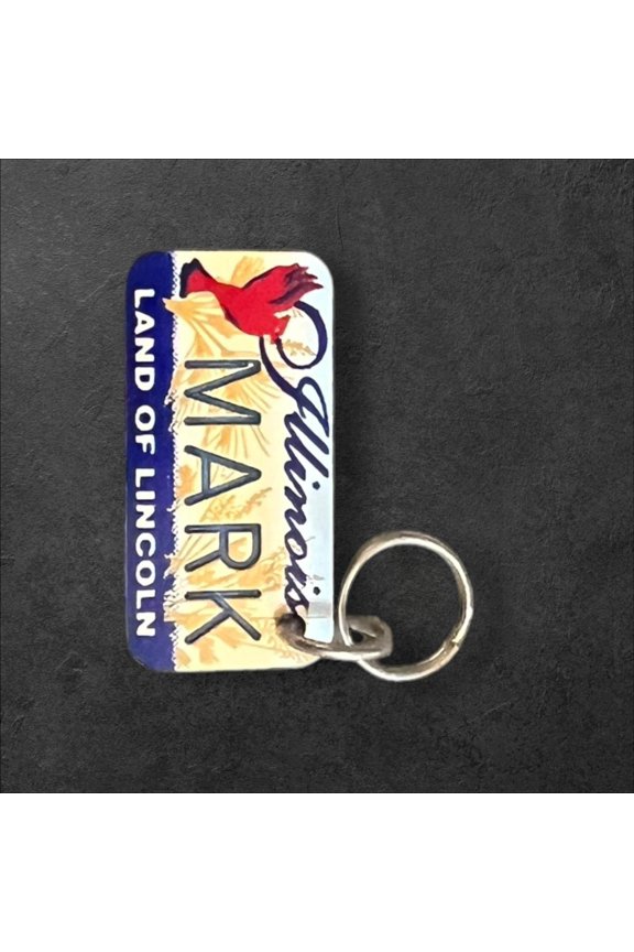 MARK Name Keychain License Plate Illinois Land of Lincoln Great Gift 2 New