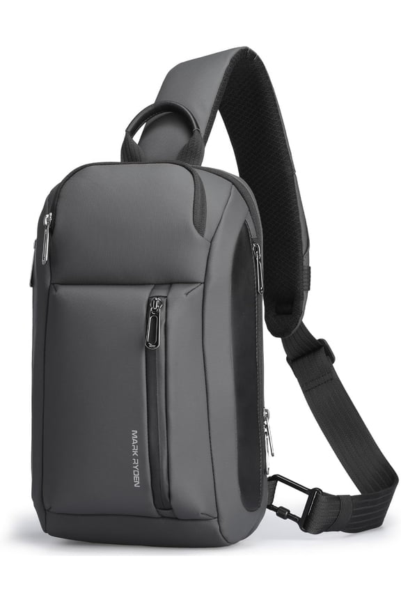 Waterproof Sling Backpack with 11-Inch Tablet Compartment, Lightweight Crossbody Chest Pack,Grey