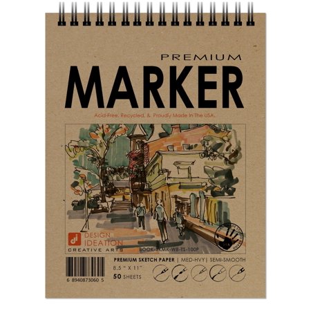 Marker Sketchbook. Wire Bound. Mixed Media Paper. (8.5" x 11") WB-50100-TS. (1 Book)