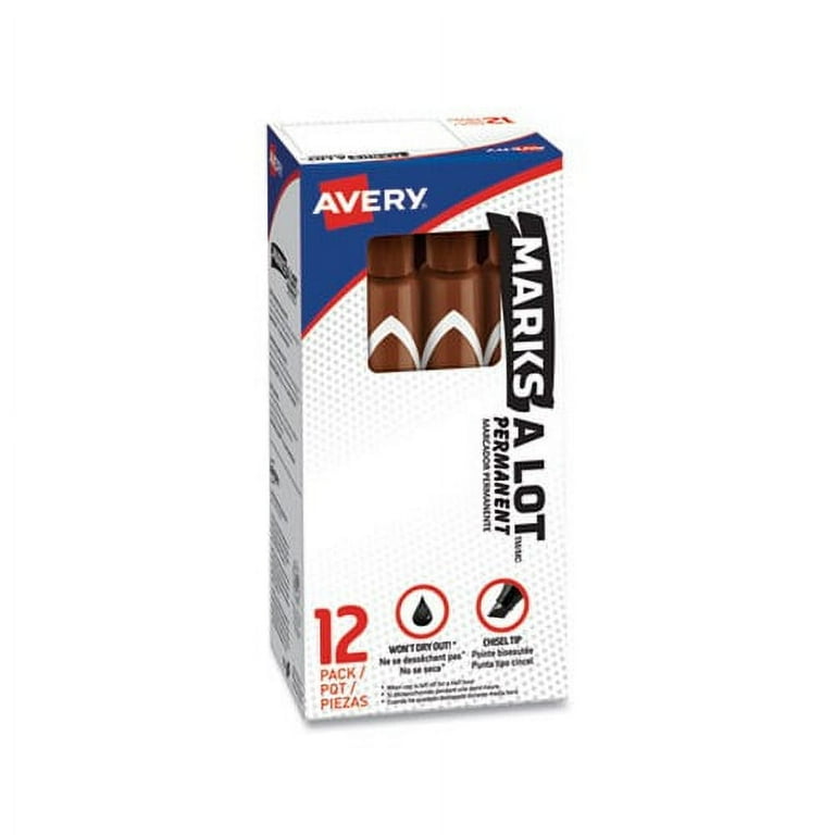 MARKS A LOT Large Desk-Style Permanent Marker, Broad Chisel Tip, Brown, Dozen (8881)
