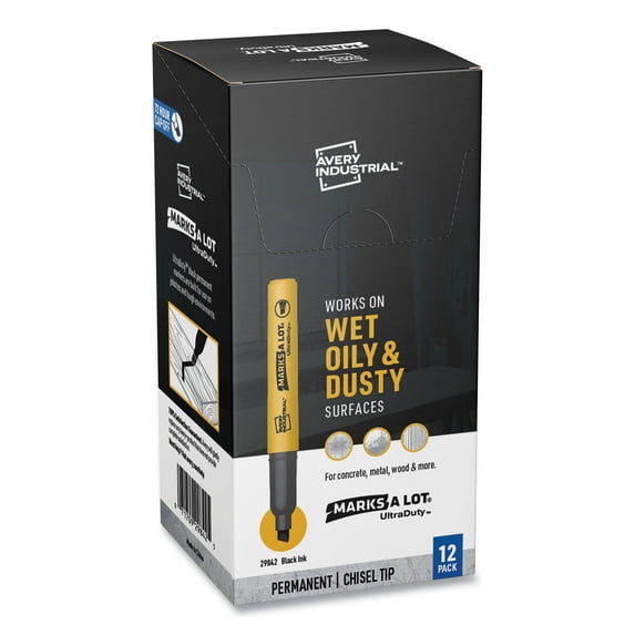 MARKS A LOT UltraDuty Permanent Markers, Medium Chisel Tip, Black, 12/Box | Bundle of 10 Boxes