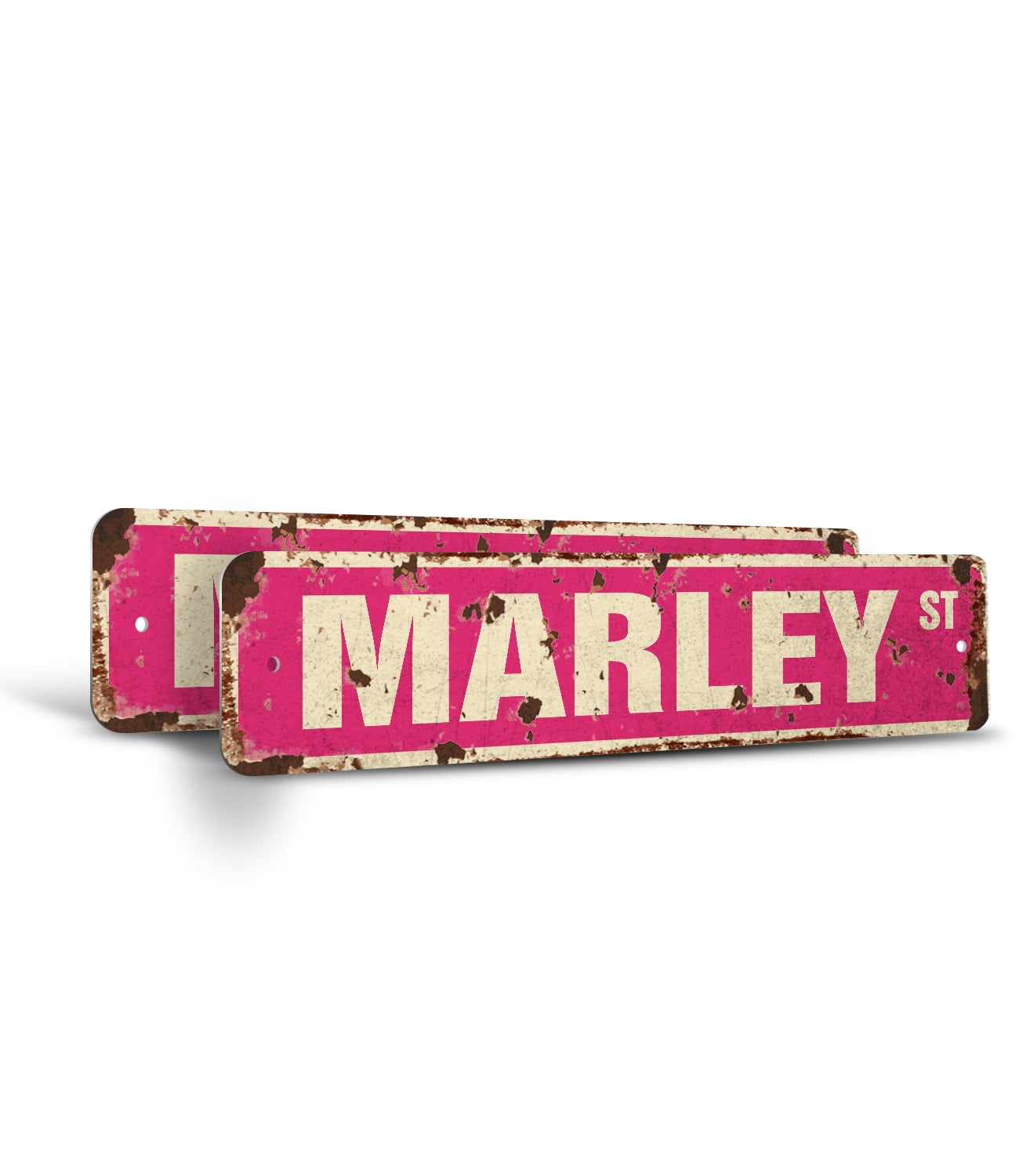 MARLEY Vintage Style Rustic Street Sign – (2 Pack) Childrens Name Room ...