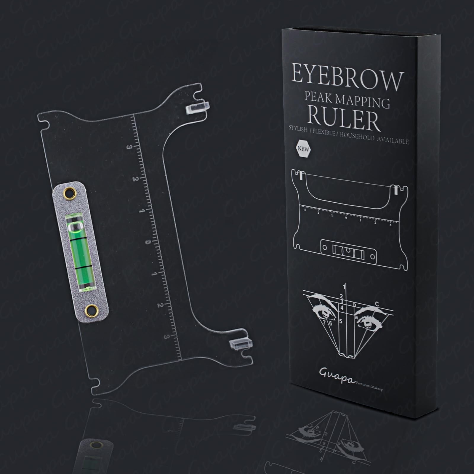 MARLLOGIVA Professional Eyebrow Measuring Tool Kit Microblading Eyebrow ...