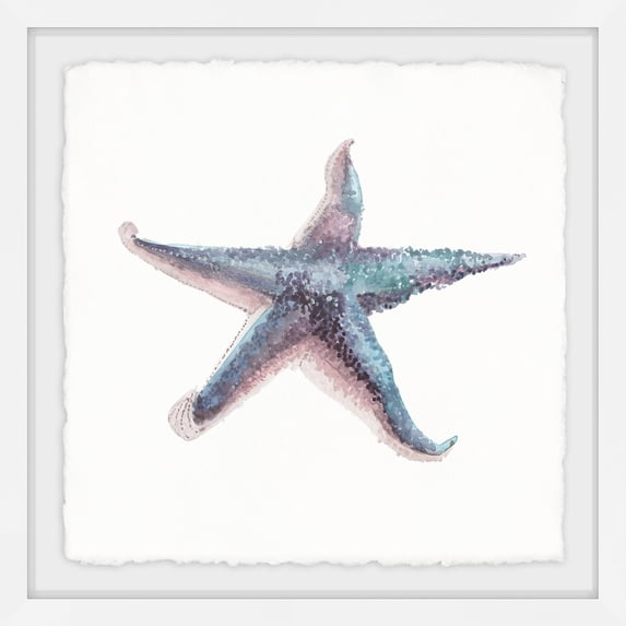 MARMONT HILL Blue Starfish' Framed Painting Print - Multi-Color 24 x 24