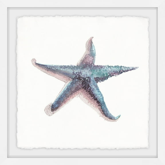 MARMONT HILL Blue Starfish' Framed Painting Print - Multi-Color 24 x 24
