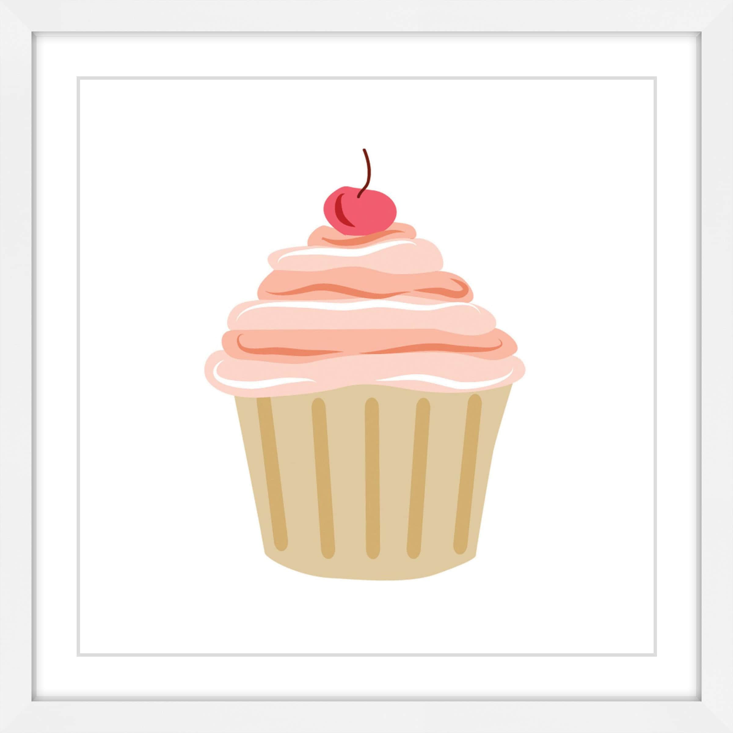 MARMONT HILL  - 'Cupcake Cherry' by Diana Alcala Framed Painting Print - Multi-Color 32 x 32