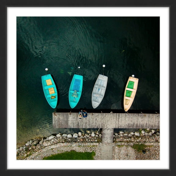 MARMONT HILL  - 'Four Boats' by Karolis Janulis Framed Painting Print - Multi-Color 24 x 24