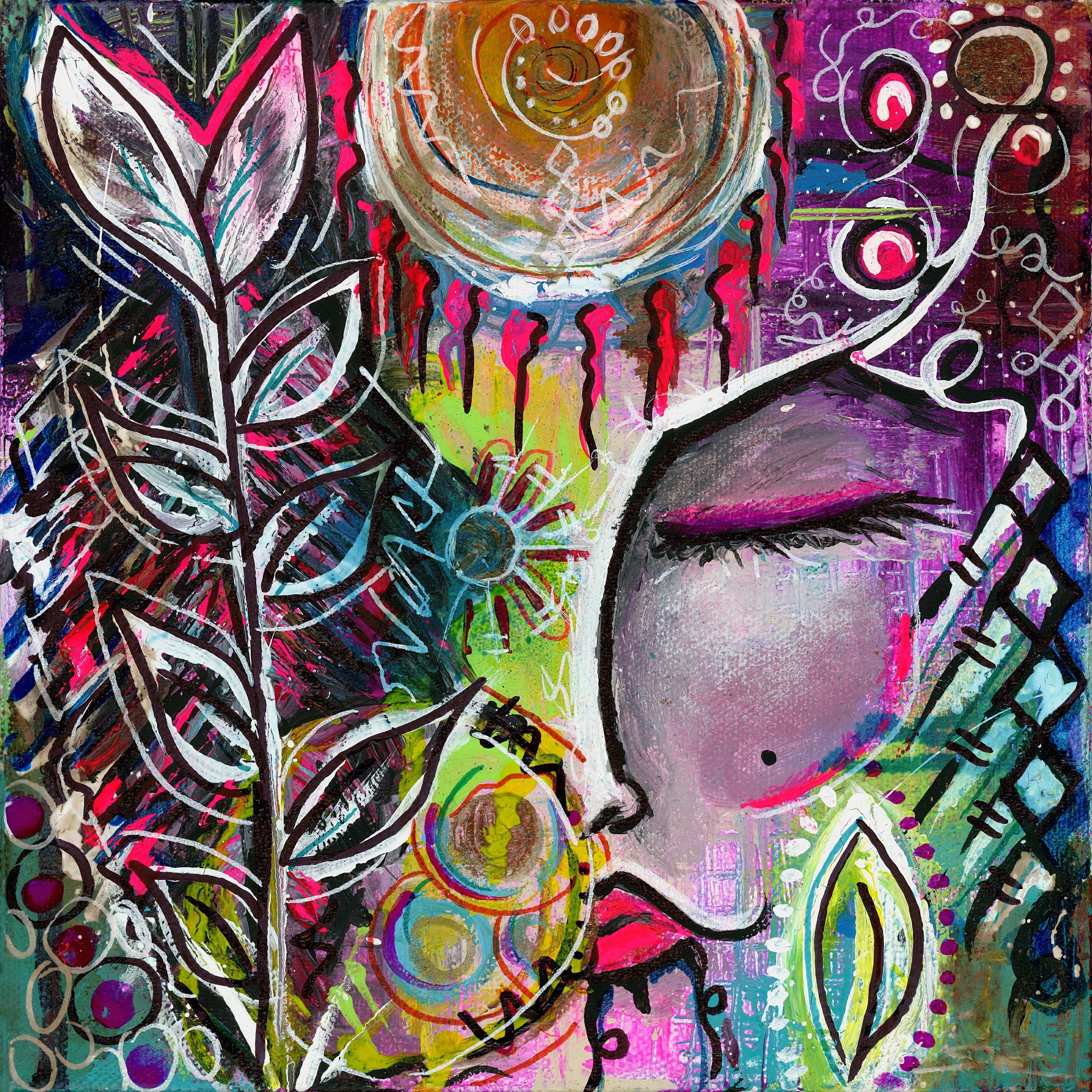 MARMONT HILL  - 'Goddess' by Sloane Kady Painting Print on Wrapped Canvas - Multi-Color 24 x 24