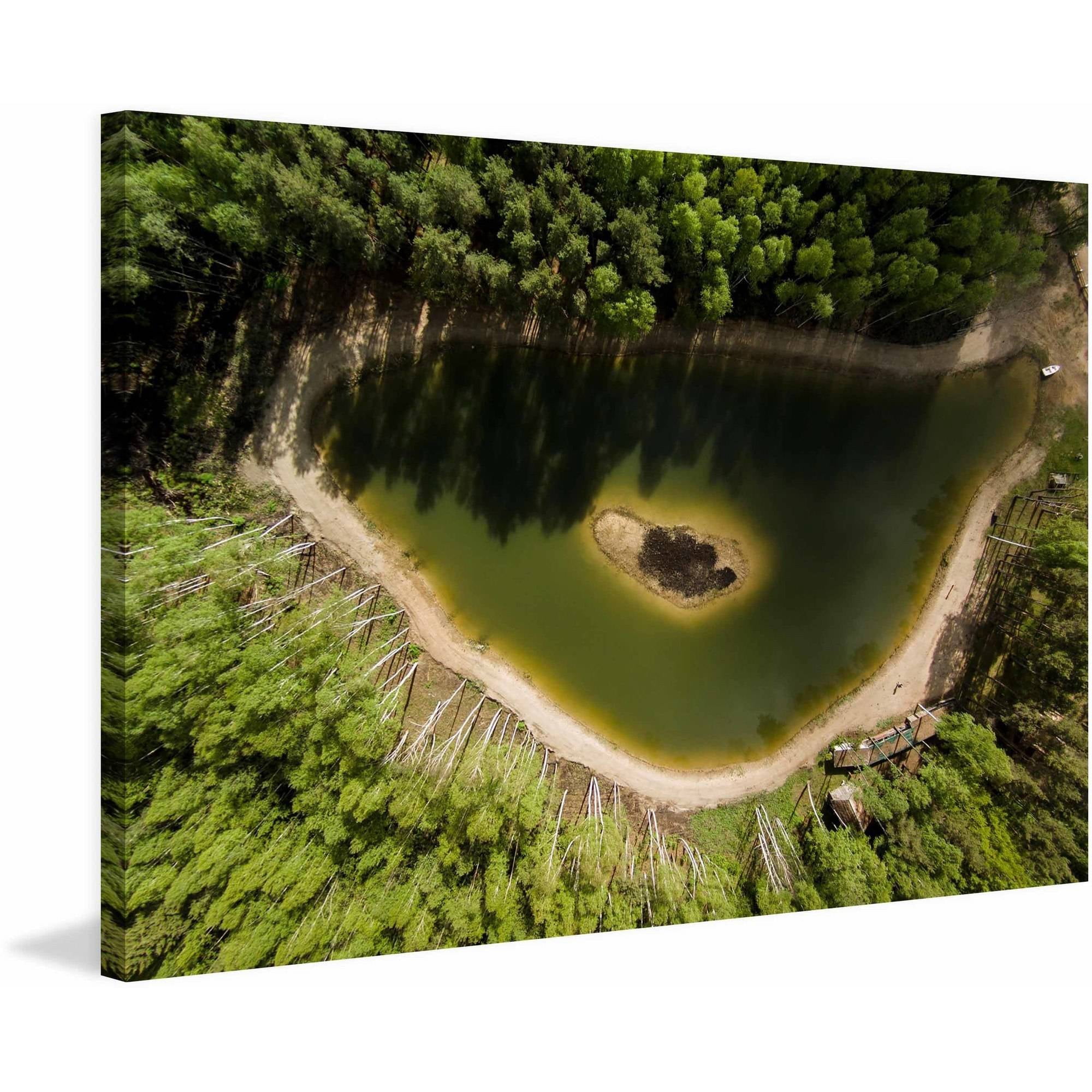 MARMONT HILL  - 'Green Lake' by Karolis Janulis Painting Print on Wrapped Canvas - Multi-Color 18 x 12