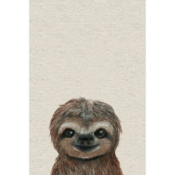 MARMONT HILL  - Handmade Cheerful Sloth III Print on Wrapped Canvas 8 x 12